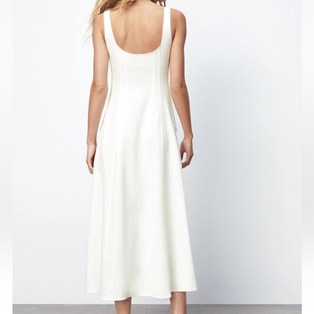 NWT Zara Woman's Textured Dress Off-White - Picture 10 of 10